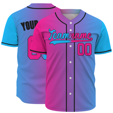 Custom Pink Blue Black Gradient Fashion Authentic Baseball Jersey