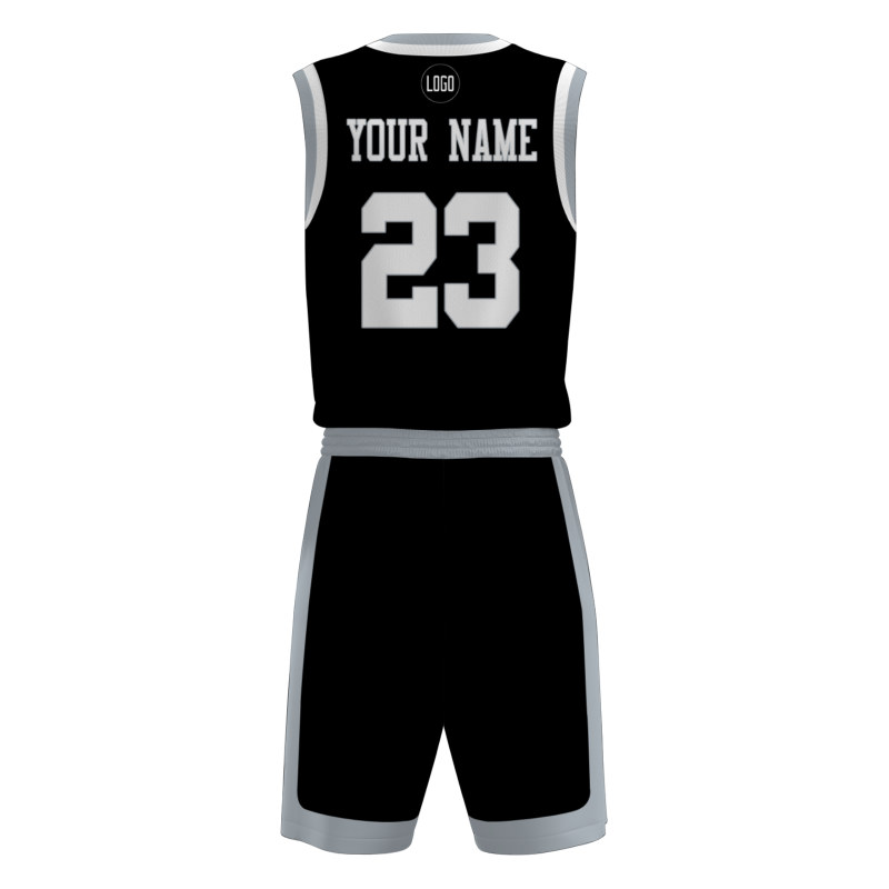 Custom Black White V-Neck Authentic Team Basketball Set