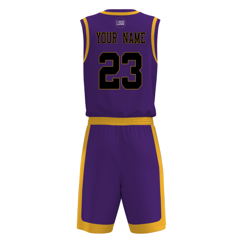 Custom Purple Black-Orange V-Neck Authentic Team Basketball Set