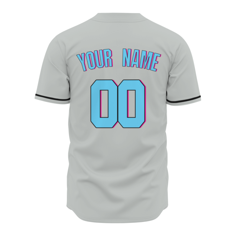 Custom Gray Sky Blue-Black Font 3D Fashion Authentic Baseball Jersey