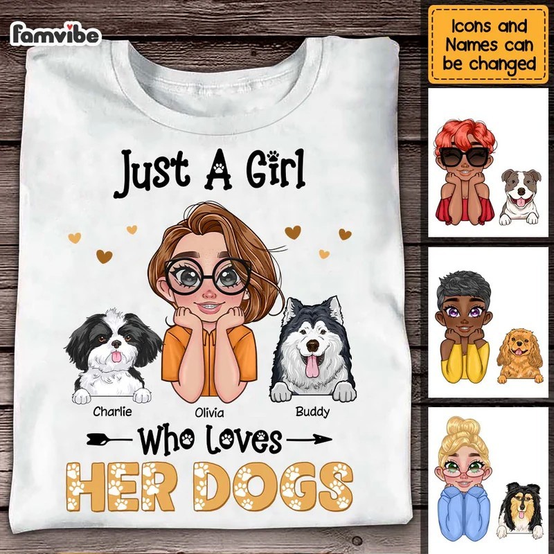 Personalized Just A Girl Who Loves Her Dogs Shirt - Hoodie - Sweatshirt 24003