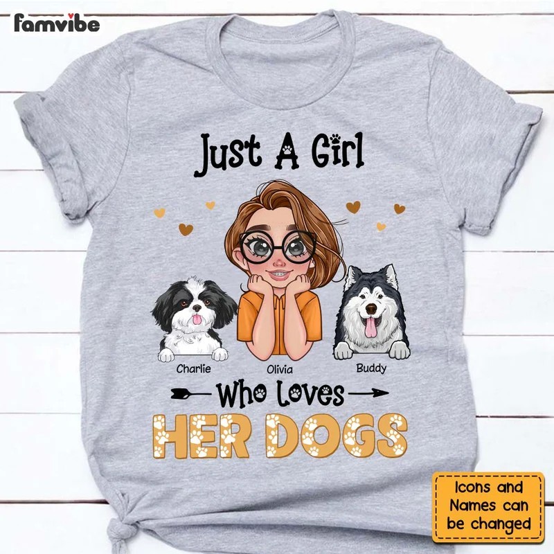 Personalized Just A Girl Who Loves Her Dogs Shirt - Hoodie - Sweatshirt 24003