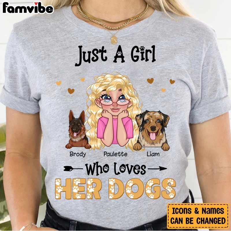 Personalized Just A Girl Who Loves Her Dogs Shirt - Hoodie - Sweatshirt 24003