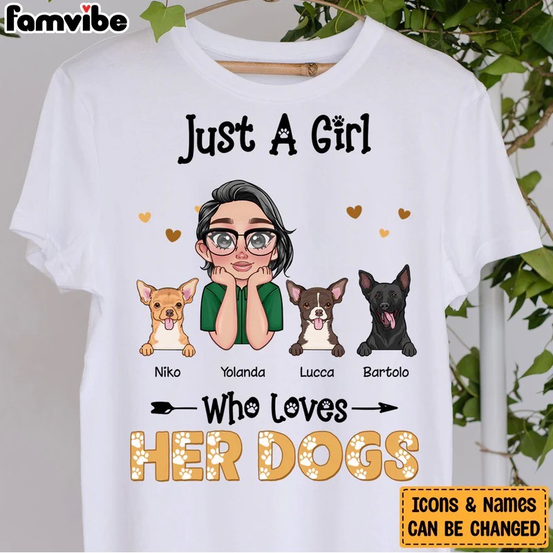 Personalized Just A Girl Who Loves Her Dogs Shirt - Hoodie - Sweatshirt 24003