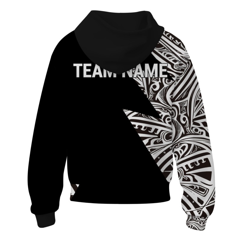 Custom Black White Pattern Bowling Style Personalized Uniform Pullover Hoodie