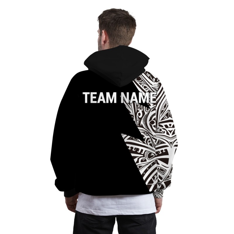 Custom Black White Pattern Bowling Style Personalized Uniform Pullover Hoodie