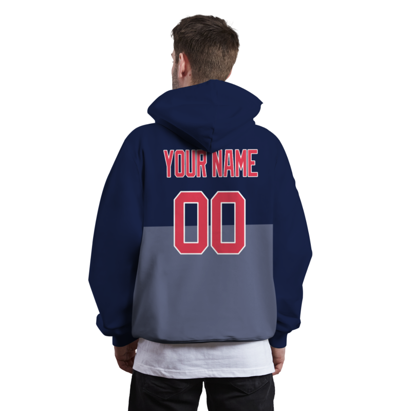 Custom Denim Grey Red-White Classic Style Personalized Uniform Pullover Hoodie