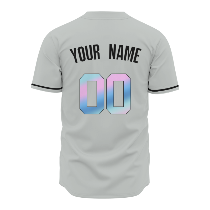 Custom Gray Pink Blue-Black Font Gradient Fashion Authentic Baseball Jersey