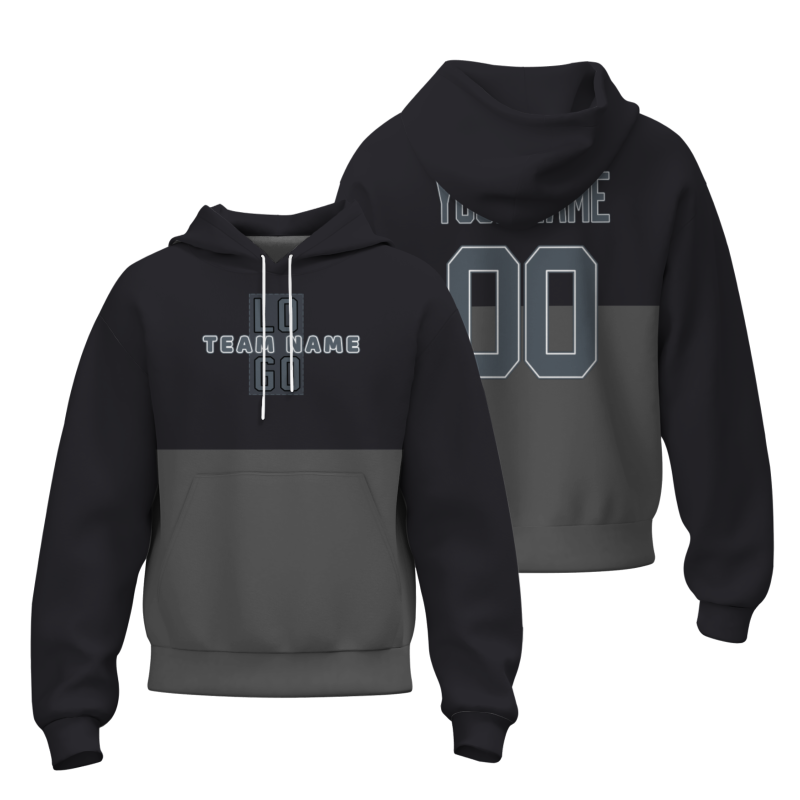 Custom Black Grey Grey-White Classic Style Personalized Uniform Pullover Hoodie