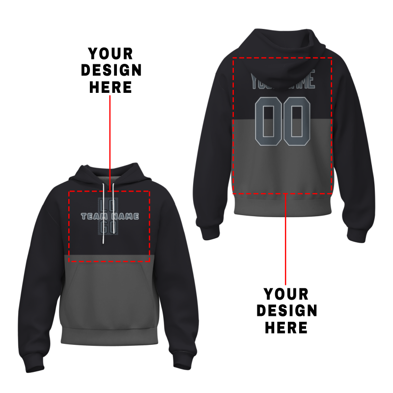 Custom Black Grey Grey-White Classic Style Personalized Uniform Pullover Hoodie