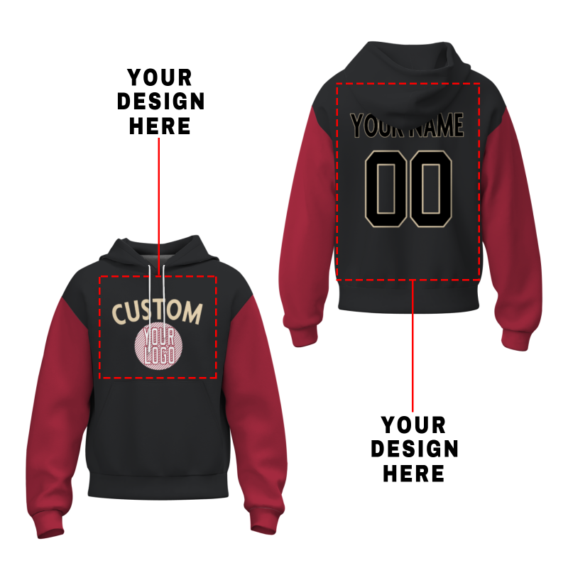 Custom Black Red Black-Old Gold Classical Style Personalized Uniform Pullover Hoodie