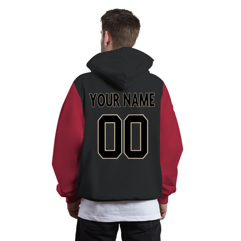 Custom Black Red Black-Old Gold Classical Style Personalized Uniform Pullover Hoodie