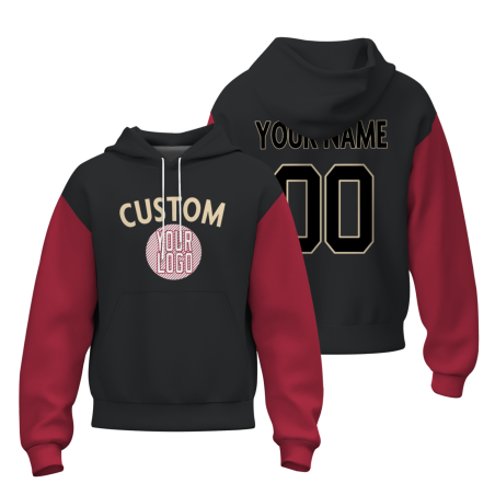 Custom Black Red Black-Old Gold Classical Style Personalized Uniform Pullover Hoodie