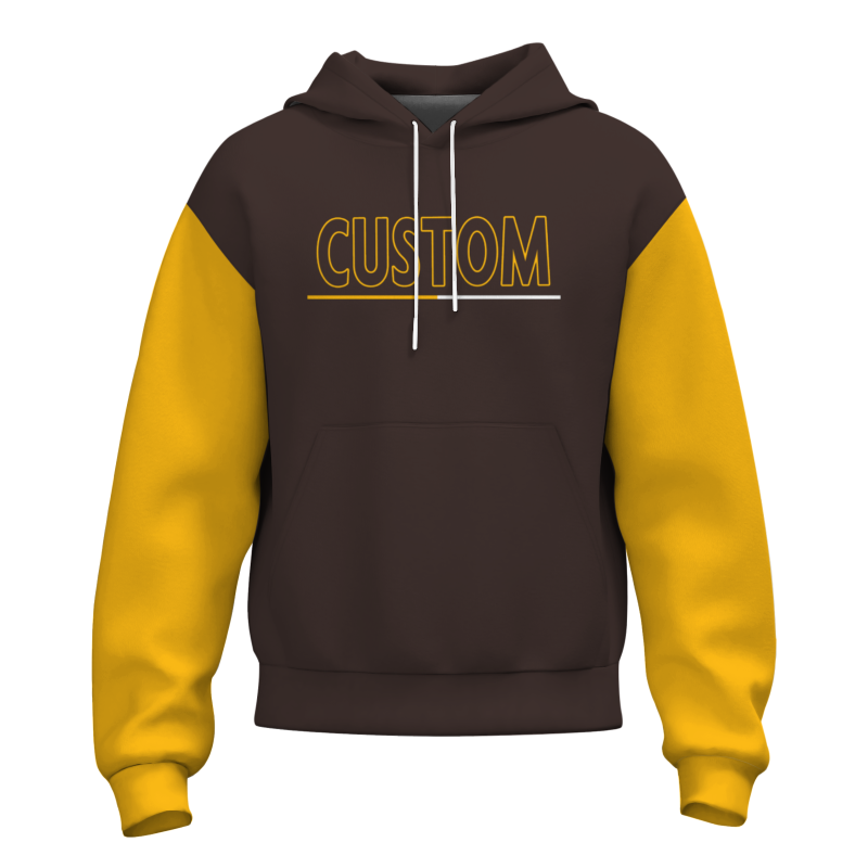 Custom Brown Yellow Brown-Yellow Classic Style Personalized Sport Pullover Hoodie