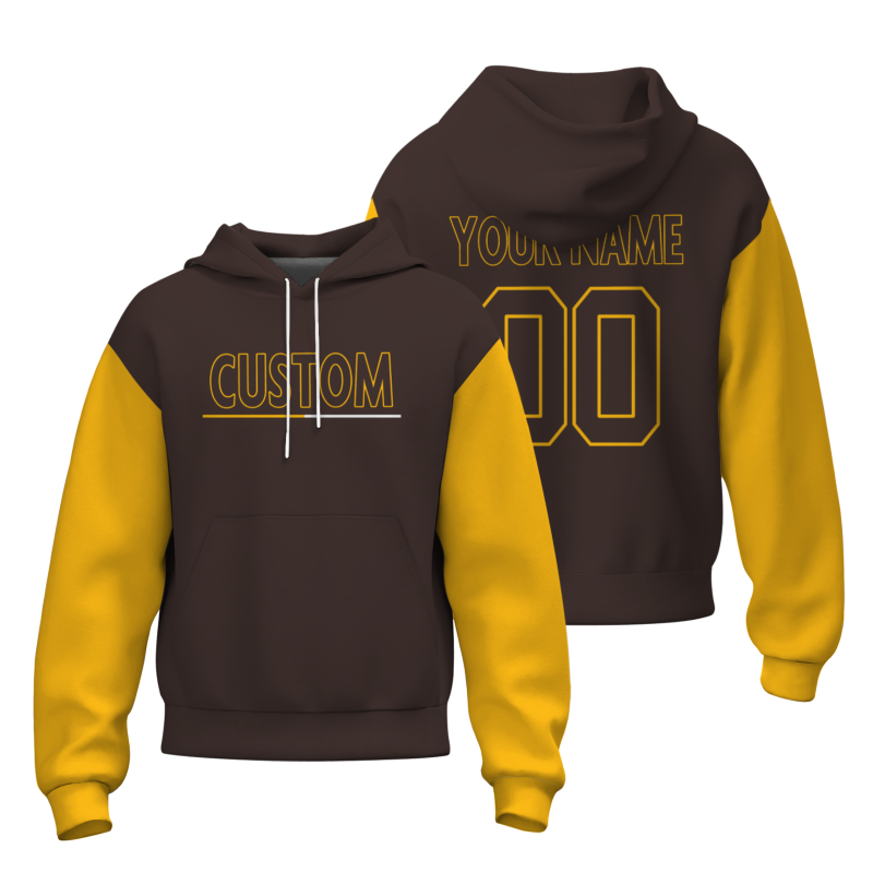 Custom Brown Yellow Brown-Yellow Classic Style Personalized Sport Pullover Hoodie