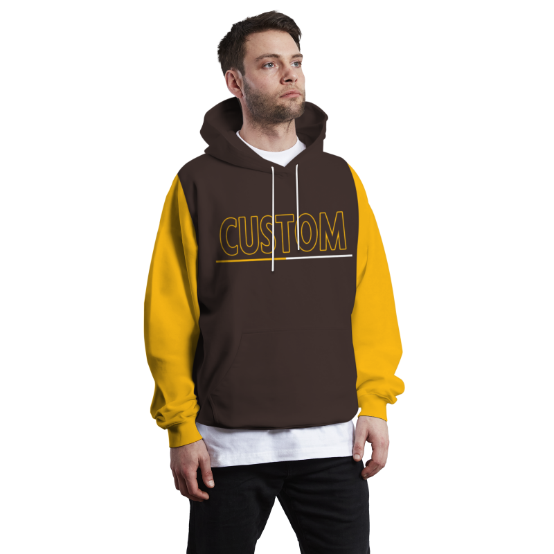 Custom Brown Yellow Brown-Yellow Classic Style Personalized Sport Pullover Hoodie