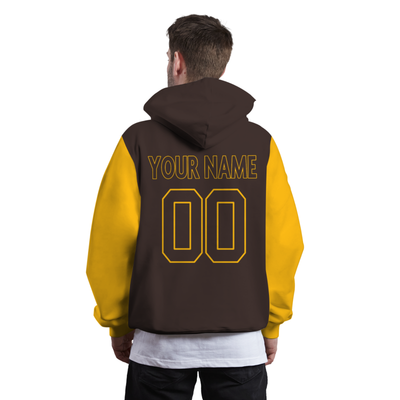 Custom Brown Yellow Brown-Yellow Classic Style Personalized Sport Pullover Hoodie