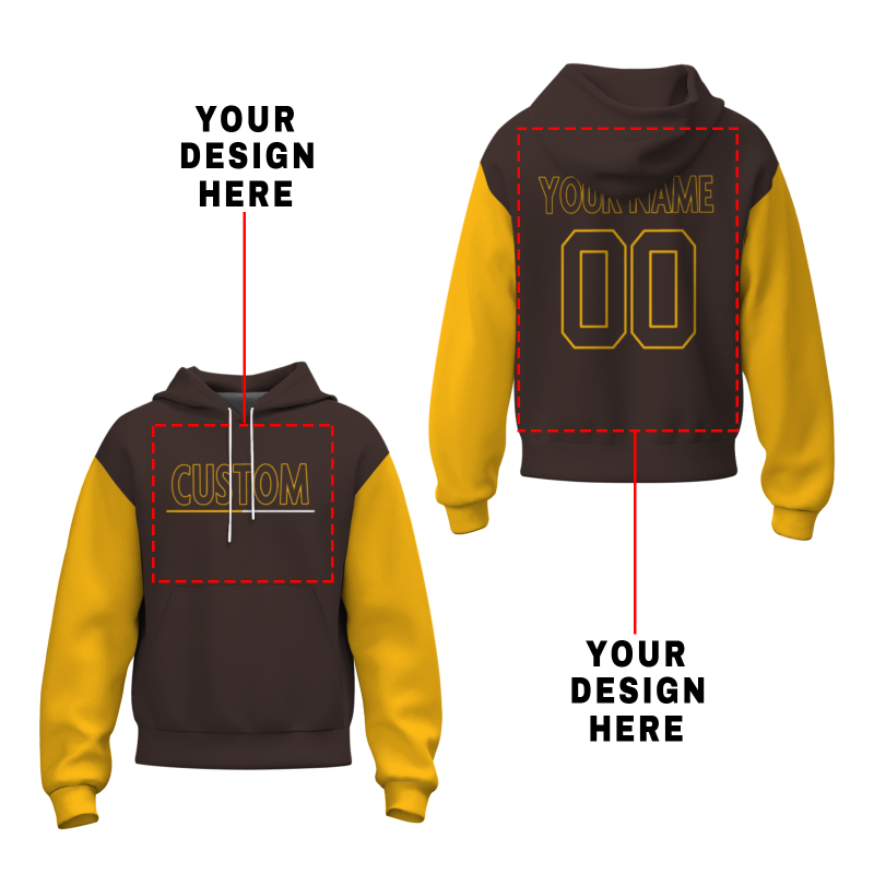 Custom Brown Yellow Brown-Yellow Classic Style Personalized Sport Pullover Hoodie