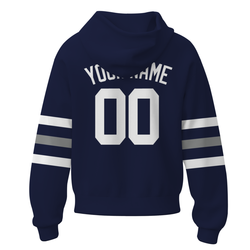 Custom Denim White with Sleeves Stripes Classic Style Personalized Sport Pullover Hoodie