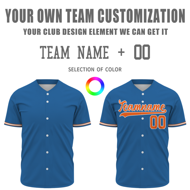 Custom Ocean Blue Orange-White Classic Style Authentic Baseball Jersey