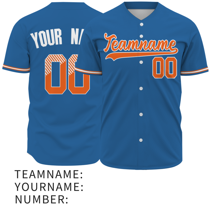 Custom Ocean Blue Orange-White Classic Style Authentic Baseball Jersey