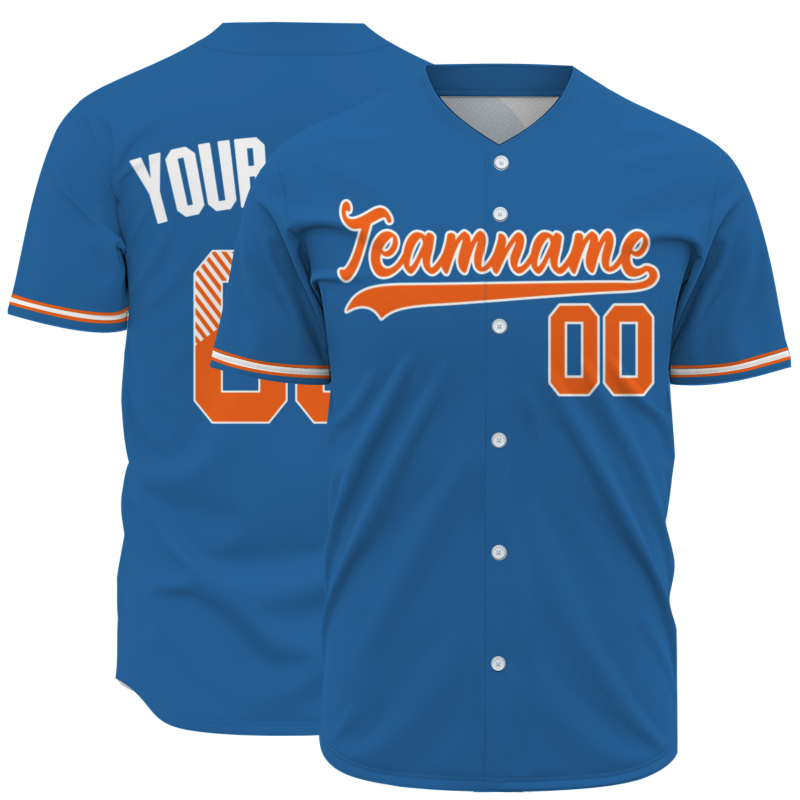 Custom Ocean Blue Orange-White Classic Style Authentic Baseball Jersey