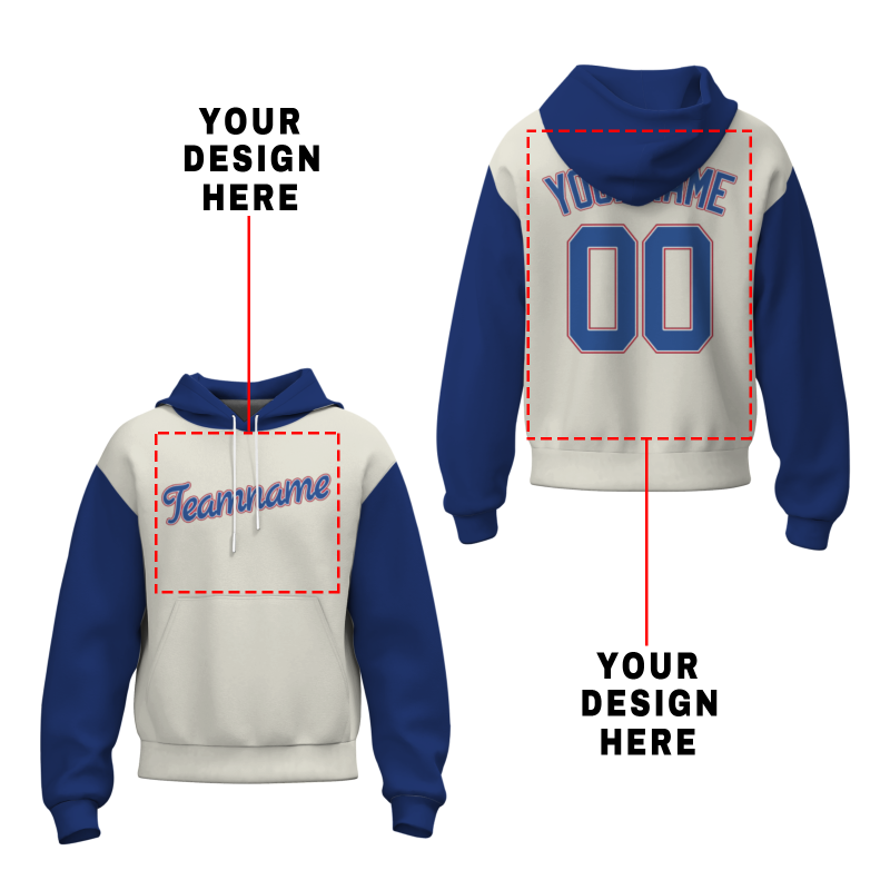 Custom Beige Navy Blue Navy Blue-Red Classic Style Personalized Uniform Pullover Hoodie