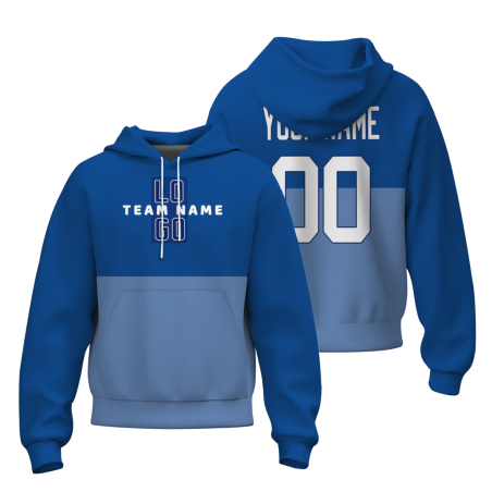 Custom Blue White-Navy Blue Classic Style Personalized Uniform Pullover Hoodie