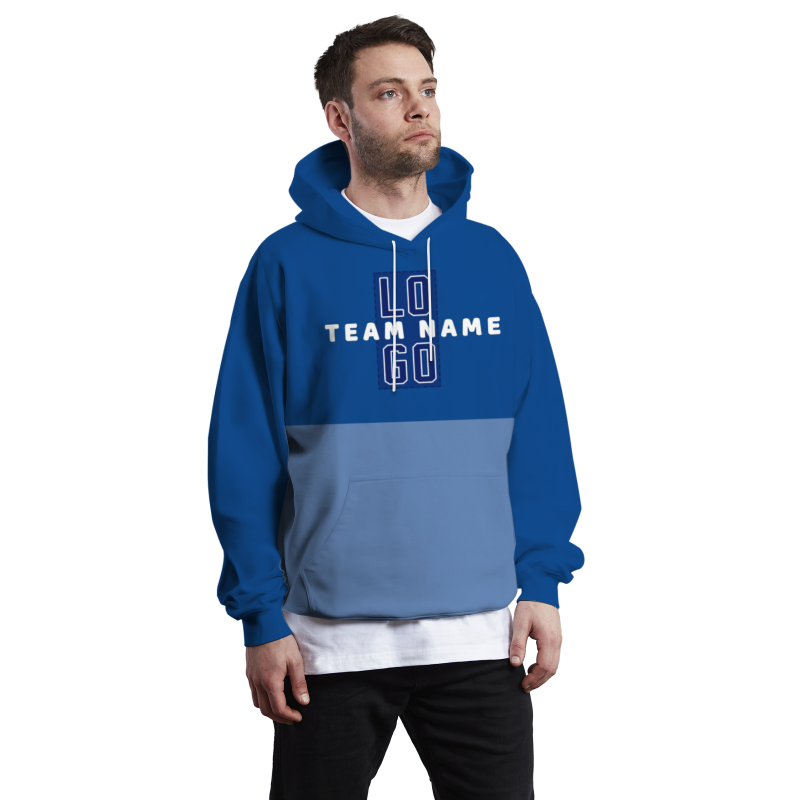 Custom Blue White-Navy Blue Classic Style Personalized Uniform Pullover Hoodie