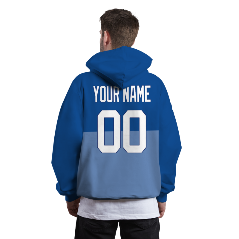 Custom Blue White-Navy Blue Classic Style Personalized Uniform Pullover Hoodie