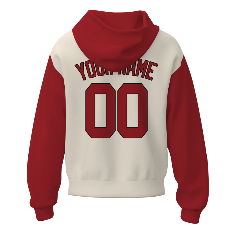 Custom Beige Red Red-Black Classic Style Personalized Sport Pullover Hoodie