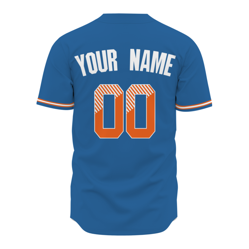 Custom Ocean Blue Orange-White Classic Style Authentic Baseball Jersey