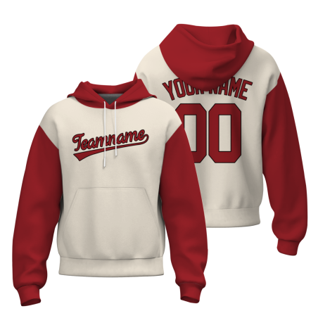 Custom Beige Red Red-Black Classic Style Personalized Sport Pullover Hoodie