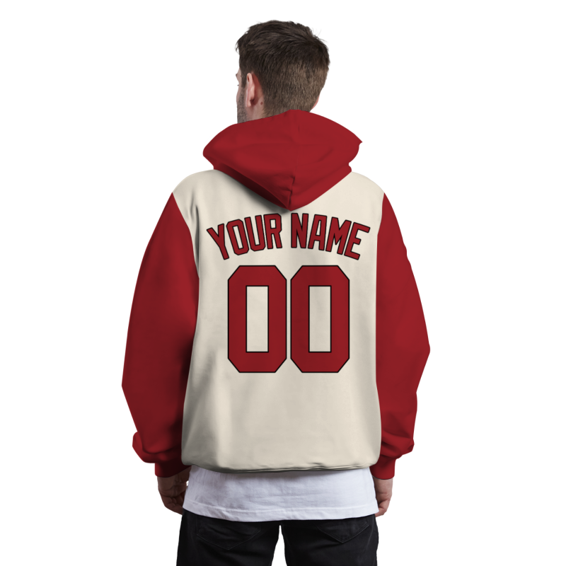 Custom Beige Red Red-Black Classic Style Personalized Sport Pullover Hoodie