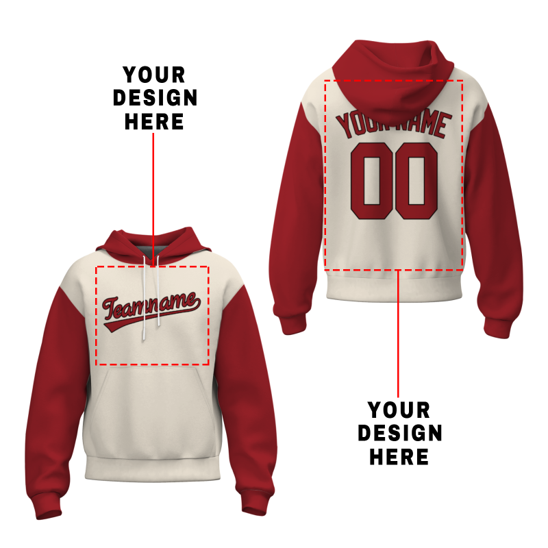 Custom Beige Red Red-Black Classic Style Personalized Sport Pullover Hoodie