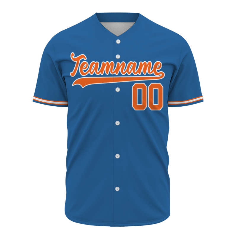 Custom Ocean Blue Orange-White Classic Style Authentic Baseball Jersey