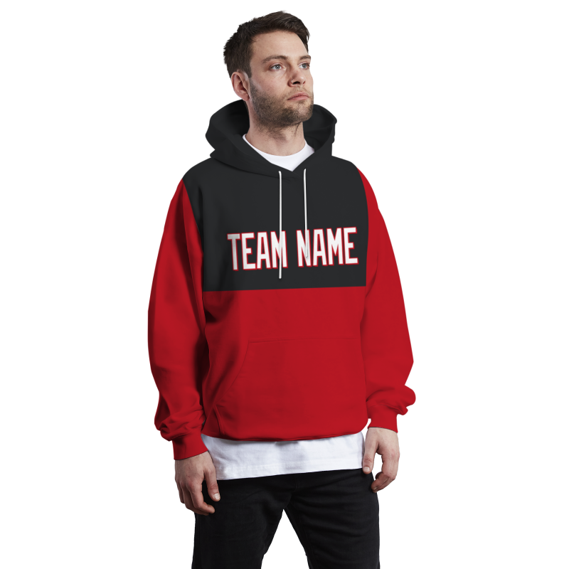 Custom Red Black White-Red Classic Style Personalized Uniform Pullover Hoodie