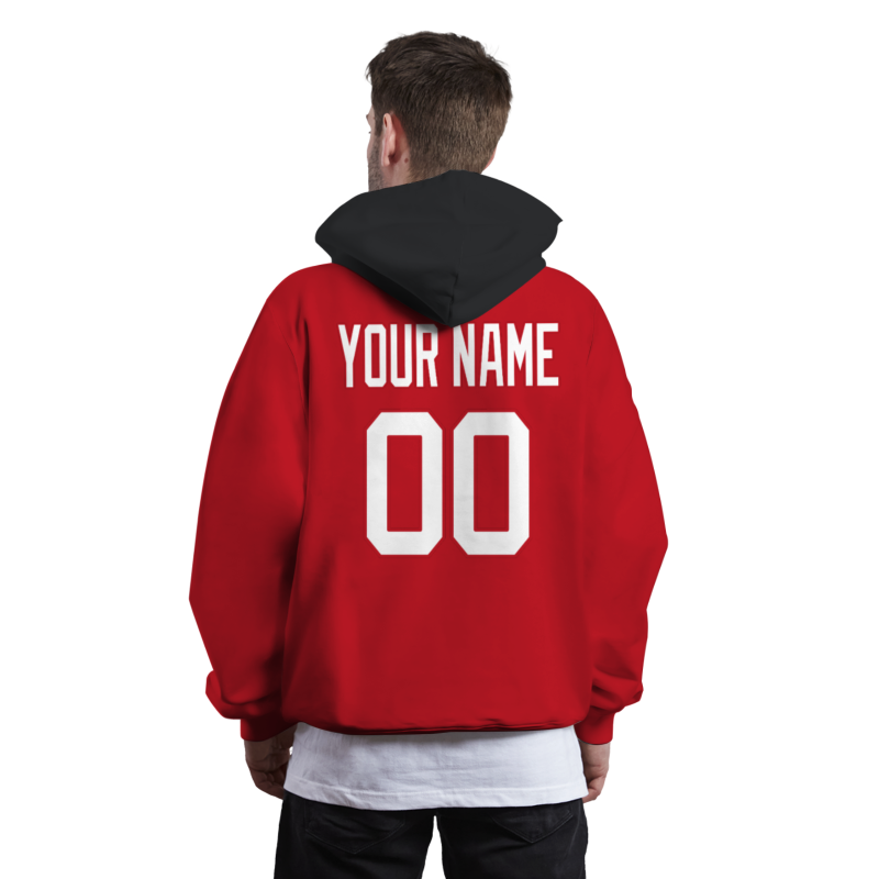 Custom Red Black White-Red Classic Style Personalized Uniform Pullover Hoodie