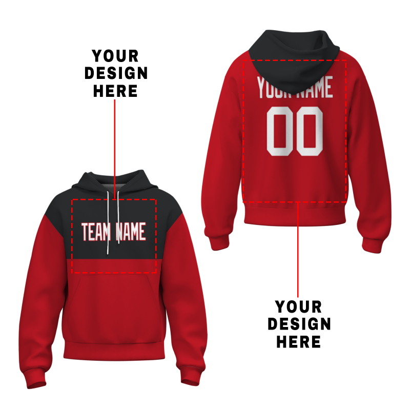 Custom Red Black White-Red Classic Style Personalized Uniform Pullover Hoodie