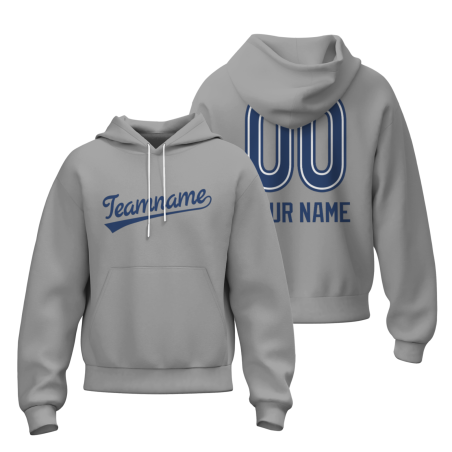 Custom Gray Royal-White Classic Style Personalized Sport Pullover Hoodie