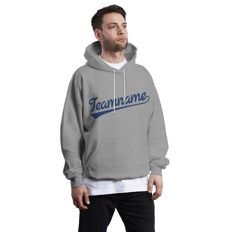 Custom Gray Royal-White Classic Style Personalized Sport Pullover Hoodie