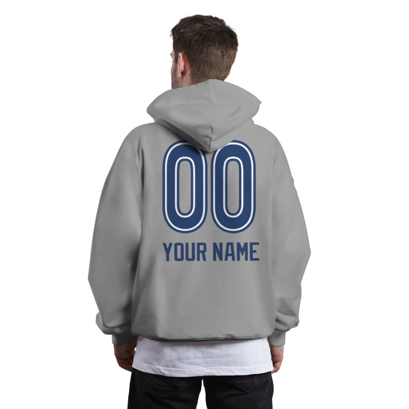 Custom Gray Royal-White Classic Style Personalized Sport Pullover Hoodie