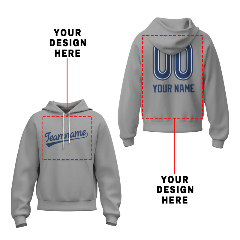 Custom Gray Royal-White Classic Style Personalized Sport Pullover Hoodie